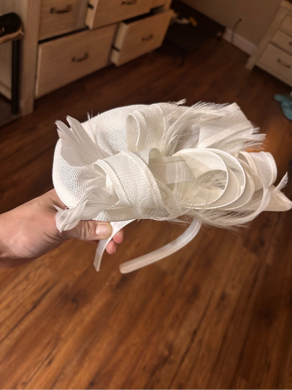 Elegant Ivory Feather Fascinator Headband
